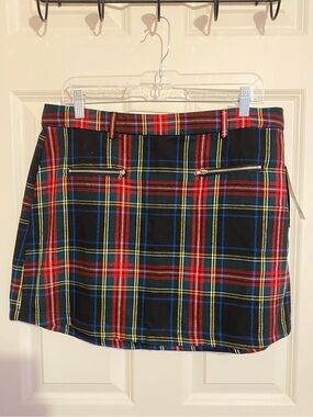 AF studio multicolor plaid twill mini skirt, womens size 13 (waist size 34 in.)